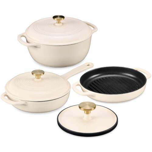 Non-Stick Pot & Pan Cookware Set, Cast Iron Skillet, Pan, Press, Dutch Oven