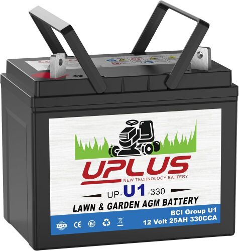 UPLUS U1 Riding Lawn Mower Battery, 12V 330CCA Garden Tractors Battery Maintenance Free AGM Batteries, Fit for John Deere, Cub Cadet, Husqvarna, Craftsman, Toro, Ariens, Poulan Pro and Troy-Bilt