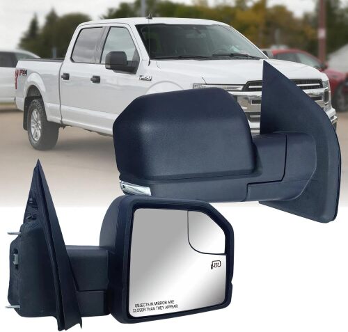 LONGLING Replacement Passenger Right Side Door Mirror Textured Back Cover Power and Heated with Signal Light for F150 2015-2020