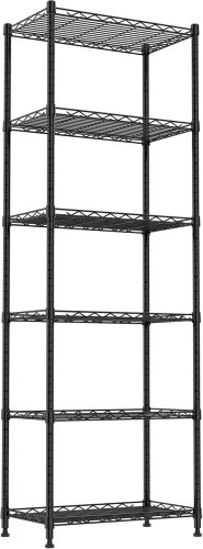 REGILLER 6 Wire Shelving Steel Storage Rack Adjustable Unit Shelves for Laundry Bathroom Kitchen Pantry Closet(Black,11.7" D x 21.4" W x 63" H) - Lot 8918