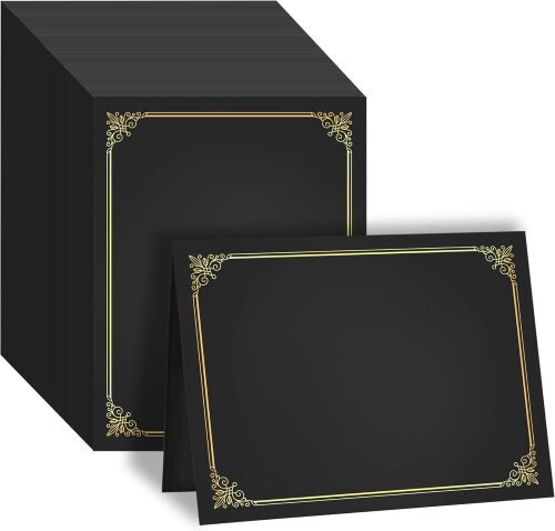 GNL Certificate Holders - 200 Packs Black Diploma Holders, Certificate Covers with Gold Foil Border, for Letter Size 8.5 x 11 Award Certificate Paper and Documents - Lot 8930