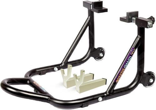 GRAND PITSTOP Motorcycle Stand, Paddock Lift Stand for Rear Wheel with Fork & Swingarm Spool,Weight Capacity 500 lbs/226 Kg's, Dismantable Stand, for Honda Kawasaki Suzuki Motorcycles, Black - Lot 8948