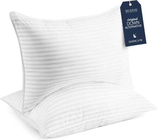 Beckham Hotel Collection Bed Pillows Standard/Queen Size Set of 2 - Original Soft Down Alternative Pillow for Sleeping - Soft Support for Back, Stomach or Side Sleepers - Lot 10111