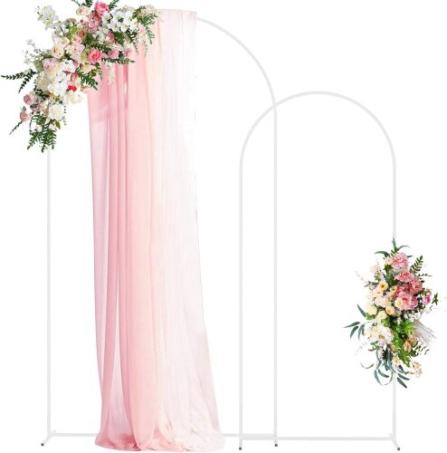 Wedding Arch Backdrop Stand 7.2FT, 6.6FT White Metal Arch Stand Set of 2 for Birthday Party Wedding Ceremony Baby Shower Graduation Decoration - Lot 10120