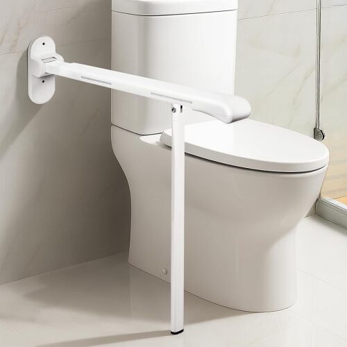 SPECILITE Heavy Duty Toilet Grab Bar - 440lb Sturdy Support, Safety Rails with Non-Slip Waterproof handrail & Night Glow Strips, Space Saving Flip-Up Design for Elderly, Disabled, Pregnant & Injury