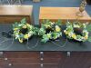 Daisy Wreaths, Solar Lights, Lot of 4, 3 Connected Wreaths Per Set - Thumbnail 1