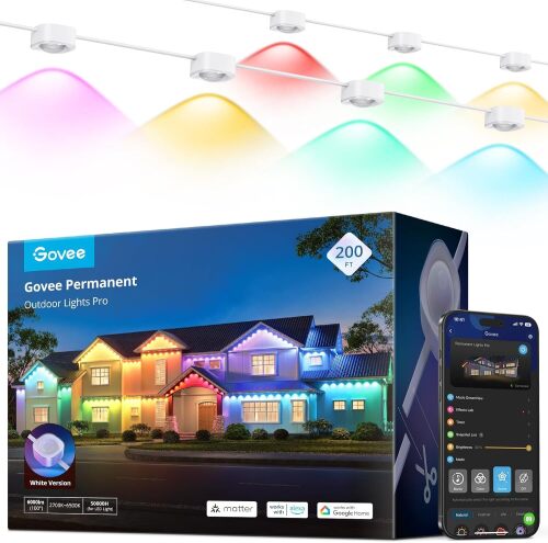 Govee Permanent Outdoor Lights Pro, 200ft with 120 RGBIC LED Lights for Daily and Accent Lighting, 75 Scene Modes for Outdoor Decor, IP67 Waterproof, Works with Alexa, Google Assistant, Matter, White - Lot 4
