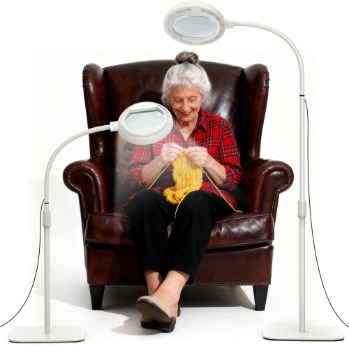 10X Large Floor Magnifying Glass with Light and Stand, Floor Magnifying Lamp