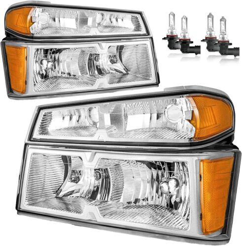 Headlights Assembly W/Bulbs for 2004-2012 Chevy Colorado/GMC Canyon, for 2006-2008 Isuzu Headlamp Replacement Driver & Passenger Side