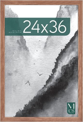 MCS Museum Poster Frame 24x36 Medium Oak, Vertical & Horizontal Wall Hanging Large Picture Frame for Photos, Posters & Art Prints (1-Pack)
