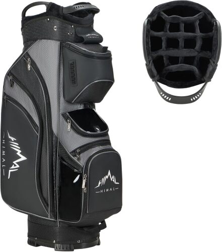 UNIHIMAL 14-Way Golf Cart Bag with Full Length Divider, Premium PU Leather Golf Bag with Plush Top, Magnetic Pocket and Rain Cover for Men