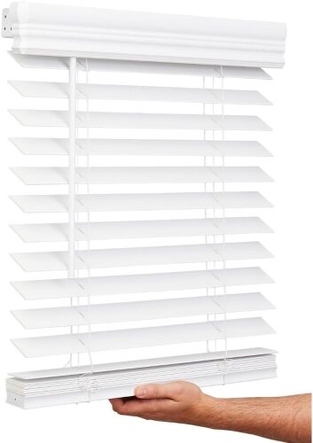Lotus & Windoware Cordless, 2 Inch Faux Wood Blind, 30" Wide x 60" Long, Window Blinds, Blinds & Shades, Blinds for Indoor Windows, Smooth, Bright White - 30" x 60",Bright White