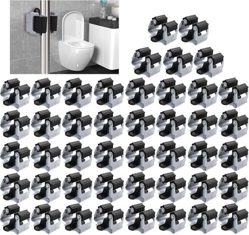 3-H Mop Holder 45 Pack,Brush Holder,Broom Holder Wall Mounted for Kitchen Bathroom Laundry Room Shed Garage Garden(Black)