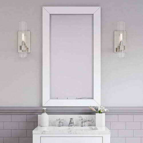 24 in. W x 36 in. H Rectangle Solid Wood Framed Wall Mount Bathroom Vanity Mirror in Pure White