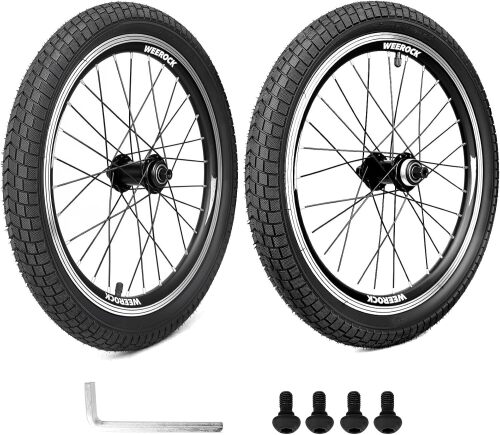 WEEROCK 18" Bike Wheelset, Front and Rear Wheelset, Aluminium Alloy Rim with Bike Tires