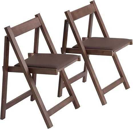 Folding Dining Chairs with Cushion, Padded Folding Chairs Lightweight, Modern Folding Patio Chairs, Wooden Dining Chairs, Foldable Chairs Set of 2 for Picnic, Camping, Office, Party, Walnut