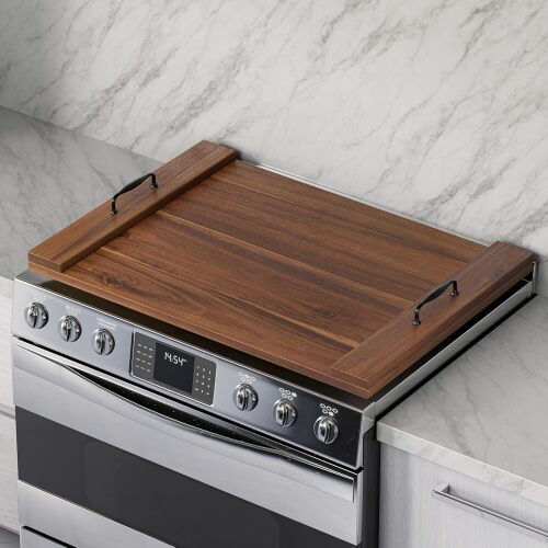 BLUEWEST Noodle Board Stove Cover, Acacia Wood Stove Top Covers Board for Gas Burners and Electric Stove, Extra Thick Wooden RV Stovetop Cover/Sink Cover - Tray for Kitchen Counter Space