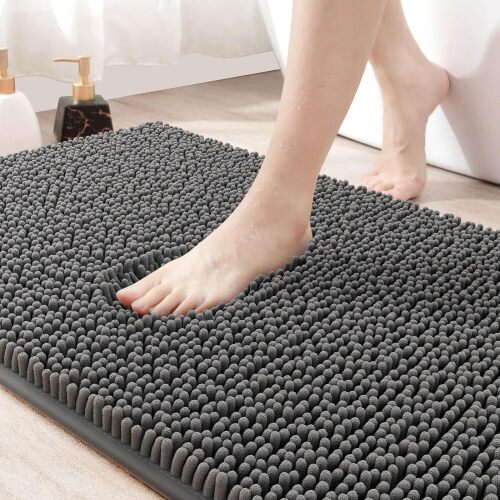 Amyracel Bathroom Rug Mat 48x72, Thick Soft Quick Dry Absorbent Chenille Bath Rug, Rubber Back Non Slip Machine Washable Bath Mat for Bathroom Shower Tub Floor