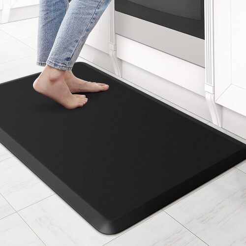 KitchenClouds Kitchen Mat Cushioned Anti Fatigue Rug 17.3"x28" Water Resistant, Non Slip, Standing and Comfort Desk/Floor Mats for House Sink Office (Black) - Lot 9082