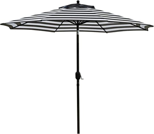 Sunnyglade 9' Patio Umbrella Outdoor Table Umbrella with 8 Sturdy Ribs (Black and White) - Lot 9097