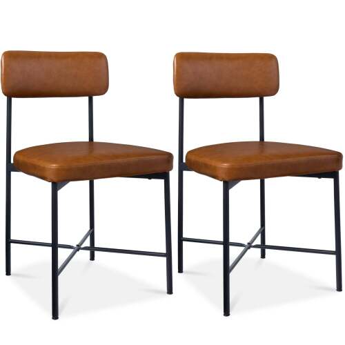 Dining Chair Set of 2, Faux Leather, Standard Height, Metal Frame - Lot 9102