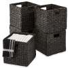 Set of 5 Collapsible Hyacinth Storage Baskets w/ Inserts - 13x13in - Thumbnail 1