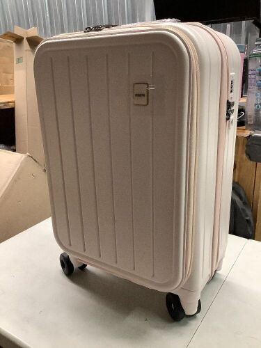 BOBOYM 20-Inch Expandable Carry-On Luggage with Cup Holder, Light Pink - Lot 9130