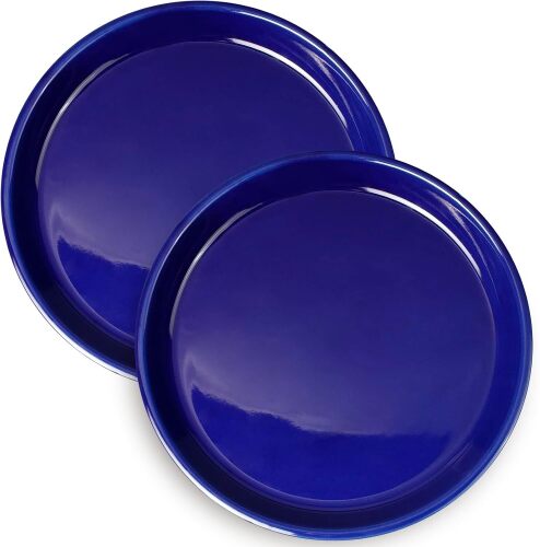 Plant Drip Trays - Ceramic Plant Pot Saucers 12 inch Plant Saucers for Indoors Large Plant Trays for Pots Round Flower Pot Saucers Plant Plates for Water Drainage 2 Pack Blue - Lot 9135