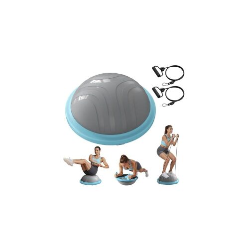 Balance Ball Trainer, 18 Inch Half Exercise Ball With Resistance Bands And Foot Pump, Half Yoga Ball For Core Strength Training, 450lb Capacity - Lot 10103