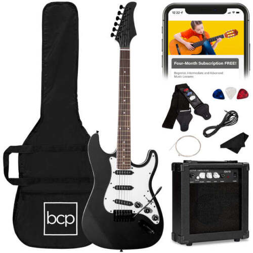 Beginner Electric Guitar Kit w/ Case, 10W Amp, Tremolo Bar - 39in - Lot 10109