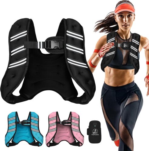 Weighted Vest for Women Men, Adjustable Weight Vest with Reflective Stripes for Workout, Strength Training, Running, Fitness, Muscle Building, Weight Loss, Rucking Vest With Phone Pouch - Lot 10122
