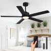 Conciseer Modern Ceiling Fans with Lights,52 Inch Ceiling Fans with Remote for Bedroom Living Room Kitchen, 18W 3CCT Dimmable，5 Blades 6 Speed Reversible Quiet DC Motor Black - Thumbnail 1