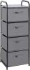 MAX Houser 4 Drawer Fabric Dresser Tall Storage Tower, Dresser Chest with Wood Top, Vertical Nightstand Side Organizer Unit with Metal Frame for Closets Bedroom Nursery Room Hallway(Leaden) - Thumbnail 1