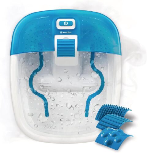 HoMedics Bubble Bliss Deluxe Foot Spa with Heat Massaging Arch, 3 Acupressure Attachments, Splash Guard, Raised Nodes Creates Bubbles, Improves Circulation, Soothe Tired Muscles