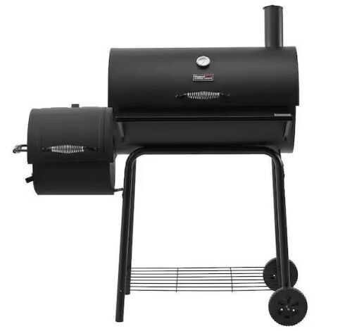 Royal Gourmet 28 in. Barrel Charcoal Grill with Offset Smoker in Black