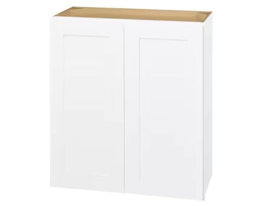 Hampton Bay Avondale 27 in. W x 12 in. D x 30 in. H Ready to Assemble Plywood Shaker Wall Kitchen Cabinet in Alpine White