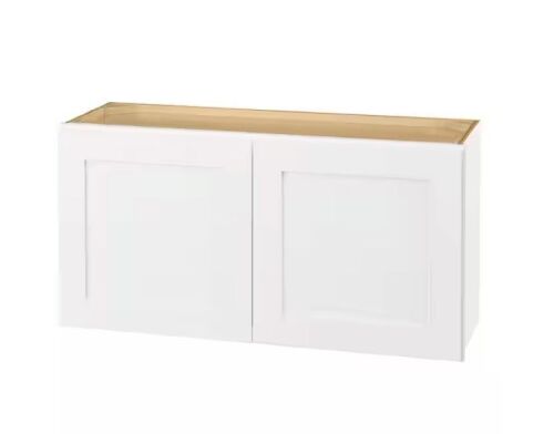 Hampton Bay Avondale 36 in. W x 12 in. D x 18 in. H Ready to Assemble Plywood Shaker Wall Bridge Kitchen Cabinet in Alpine White