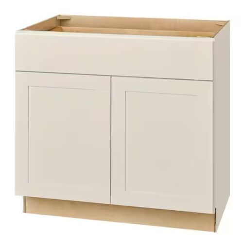 Hampton Bay Avondale 36 in. W x 24 in. D x 34.5 in. H Ready to Assemble Plywood Shaker Base Kitchen Cabinet in Antique White