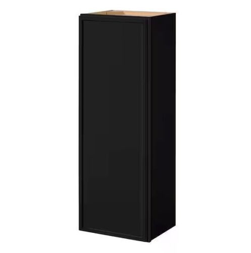 Hampton Bay Leyton 15 in. W x 12 in. D x 42 in. H Ready to Assemble Plywood Slim Shaker Wall Kitchen Cabinet in Raven Black