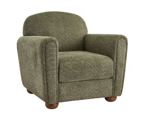 Harper & Bright Designs Olive Green Boucle Upholstered Club Chair Accent Chair with Spherical Rubber Wood Legs