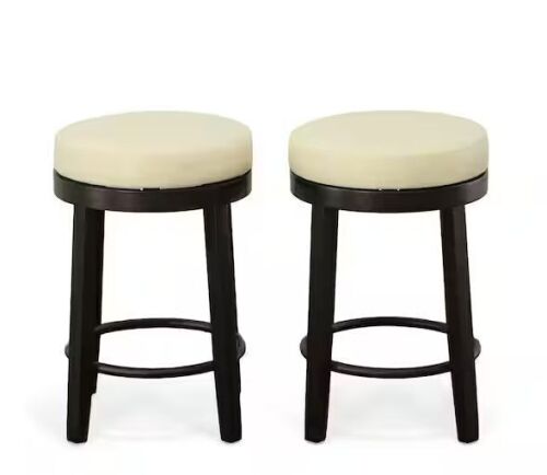 Carolina Chair & Table Era 24 in. Cream/Espresso Swivel Counter Stool (Set of 2)