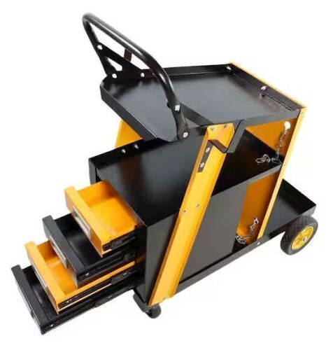 Multi-function Welder Trolley with 2 Safety Chains, Portable 4-drawer Chest,280 lb. Load Capacity