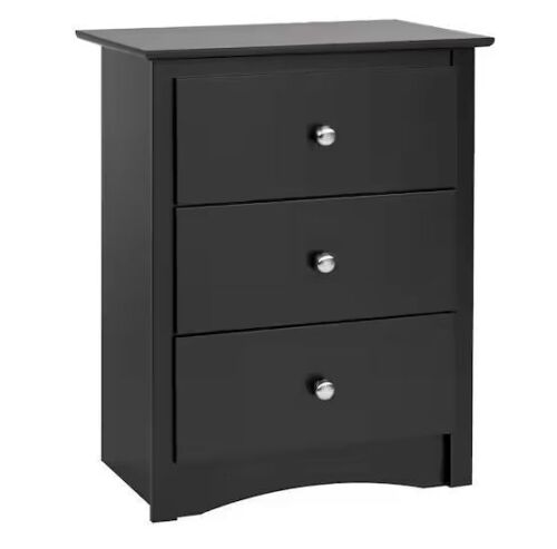 Sonoma Black 3-Drawer 23 in. W Traditional Nightstand Side Table