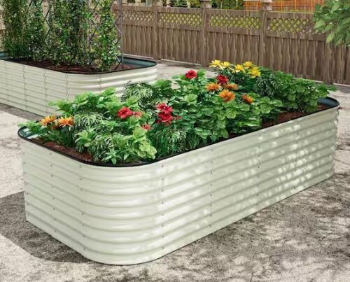 VEIKOUS 8 ft. x 4 ft. x 2 ft. Galvanized Steel Raised Garden Bed Planter Box Outdoor, Light Green