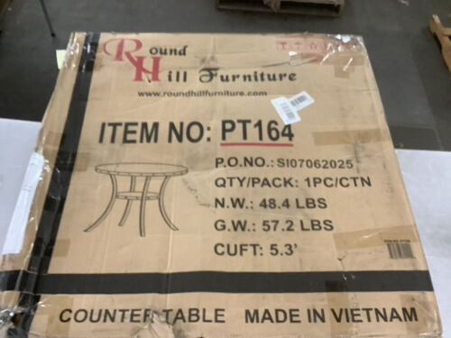 Roundhill Furniture Biony 36" Round Bar Table Nail Head Trim - Incomplete Hardware