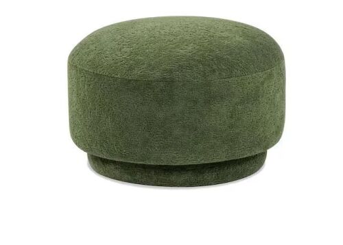 Jennifer Taylor Fuji 15 in. Mushroom Fleeced Teddy Polyester Footstool Ottoman in Moss Green