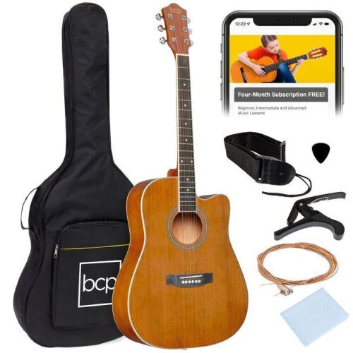 Full Size Beginner Acoustic Guitar Set with Case, Strap, Capo - 41in - Lot 547