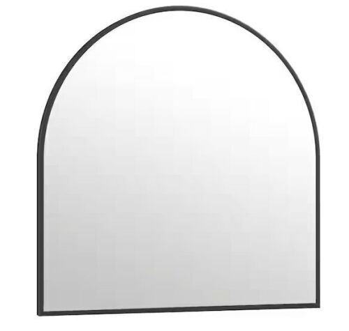 XRAMFY Black 32 in. W x 34 in. H Arched Modern Aluminum Alloy Framed Mirror