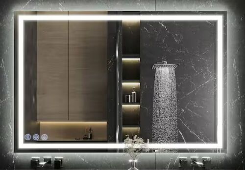 XRAMFY 47.6 in. W x 31.5 in. H LED Frameless Bathroom Vanity Mirror