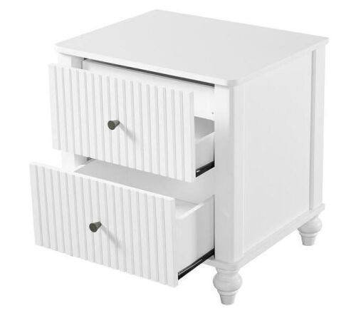Modern White 2-Drawer 21.6 in. W Nightstand with Slat Design - Lot 714JF